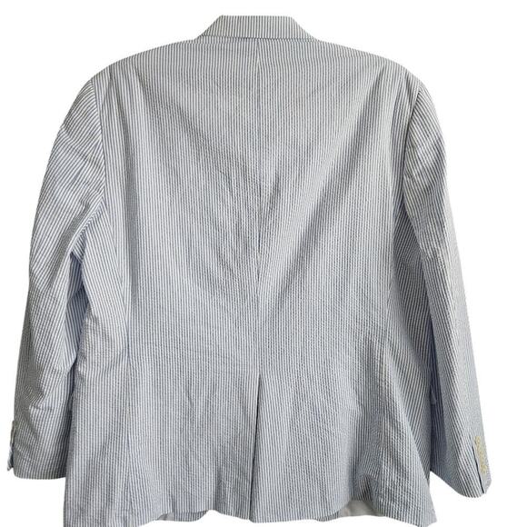 Lauren Ralph Lauren Mens Blue/White Striped Seersucker Blazer Sz 44R Quiet Lux - Picture 2 of 11